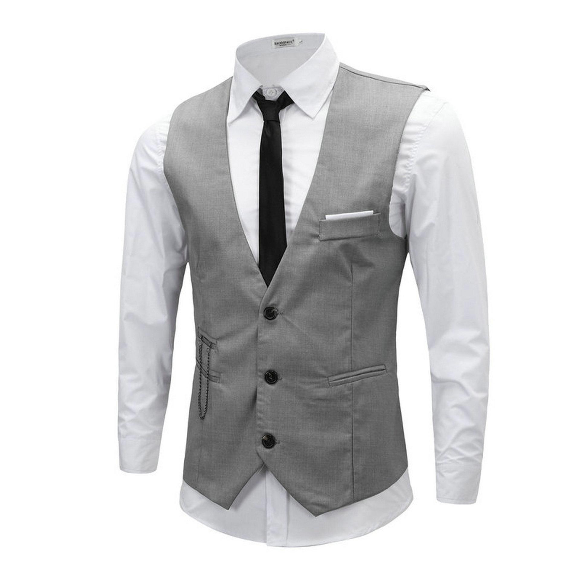 Mens Suits Vests Spring Autumn Male Blazer Waistcoats Clothing Single Breasted Solid Color Chain England Style Man Top Clothes32: as picture4 / XXXL