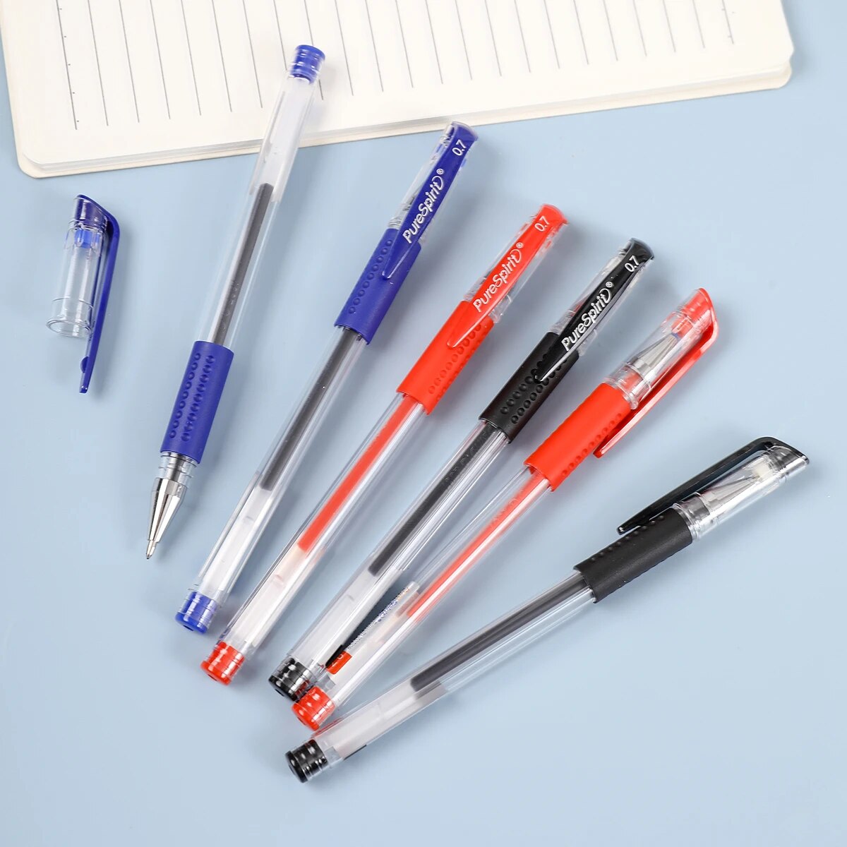 6pcs Gel Pen Set School Supplies Black Blue Red Ink Color 0.5/0.7mm Ballpoint Pen for Students Writing Tool Office Stationery
