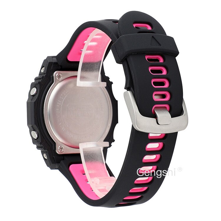 16mm silikone urrem, der passer til casio g shock aw -590 591 awg -m100a m100b awg -m100 g-7700 awg -100 awg -101: Sort rose rød