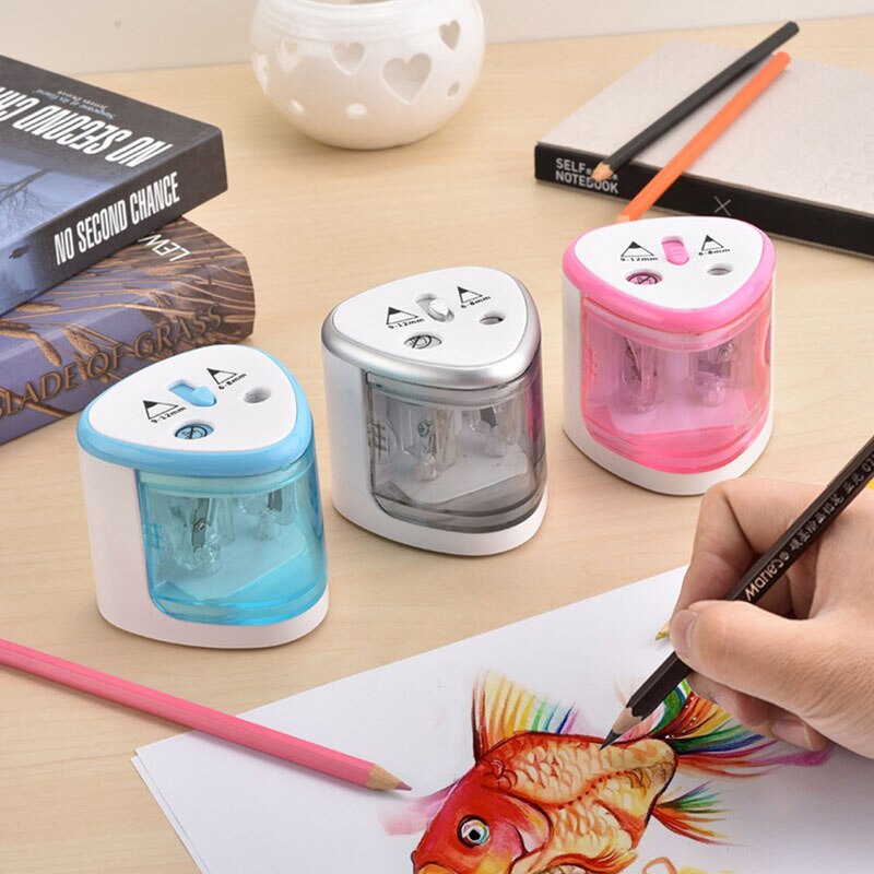 Automatic Two-hole Electric Touch Switch Pencil Sharpener Home Office School