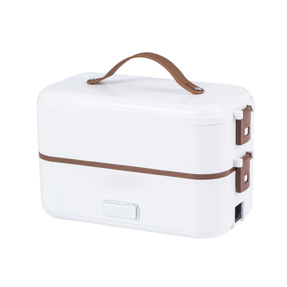 Fiambrera eléctrica para el hogar, 300W, 220V, calentador de contenedores de alimentos para estudiantes, portátil, de acero inoxidable, fiambrera para calentar en coche: Double layer