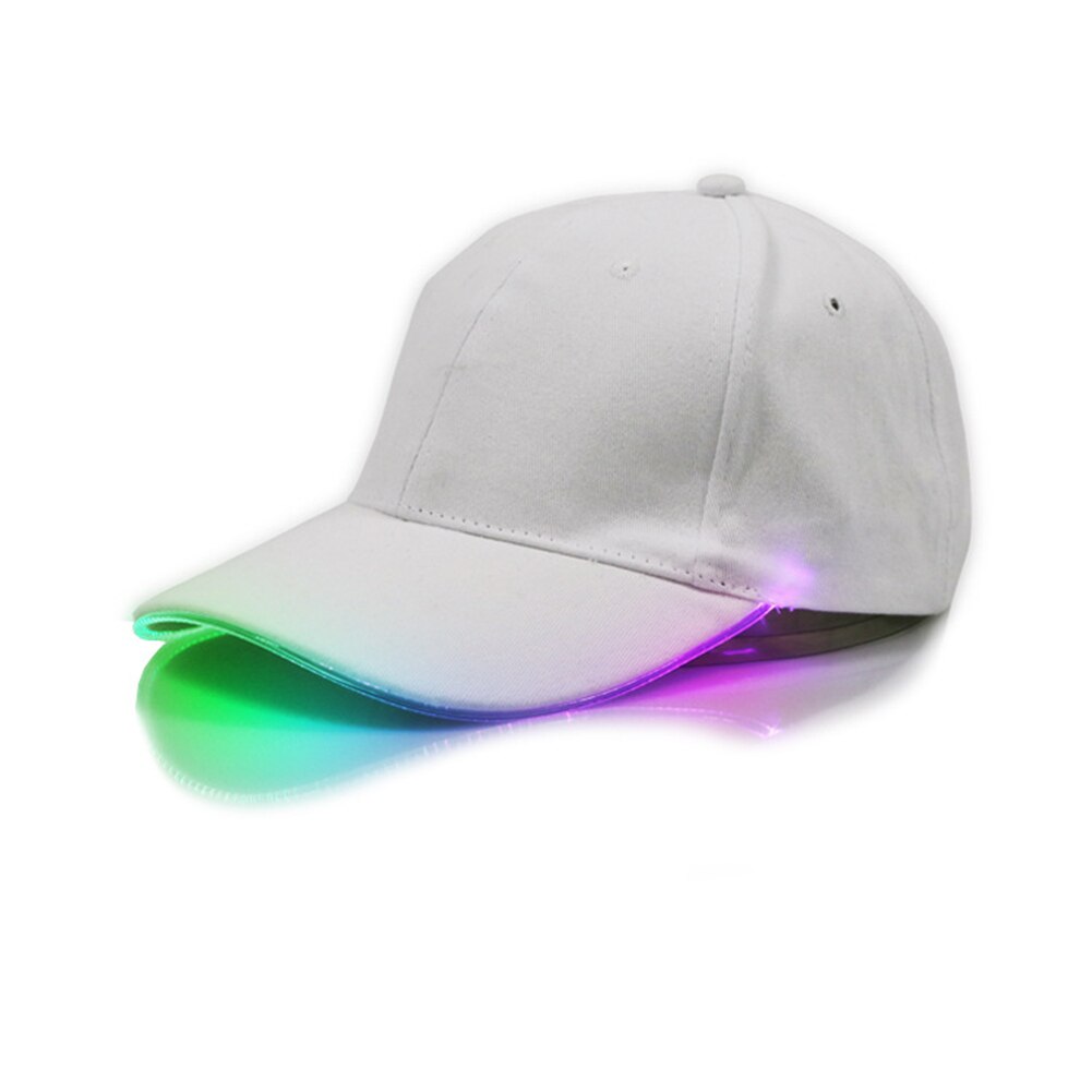 Turcaps ledet lys lyse farger unisex baseball 3 moduser glødende lue til festfiske hofte-hopp løpesportscaps: Hvit fargerik