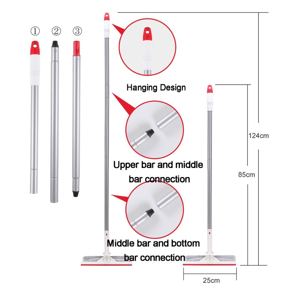 Cleanhome 2 in 1 48" Microfiber Window Squeegee Scrubber with Replacement Pole Attachment for Home High Window Cleaning