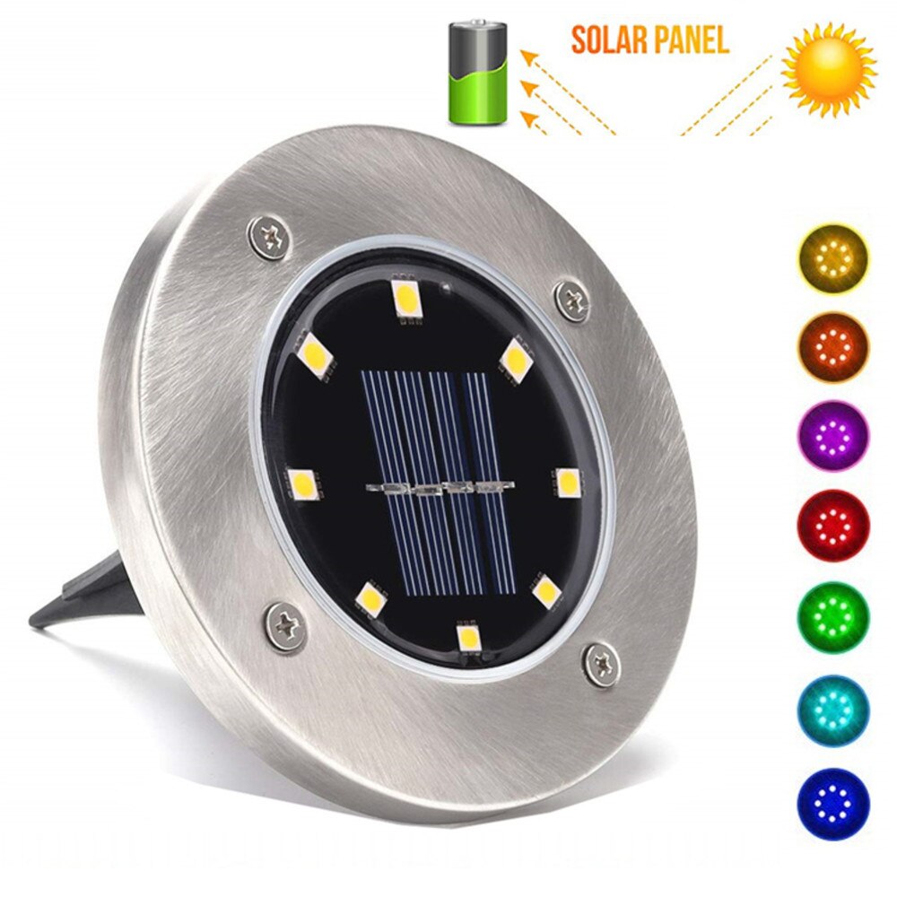 4 Sets RGB Solar IP67 LED Garden Lights Bulb Ground Lawn Lights Waterproof Lamps Underground Landscape Lights for Pathway Street