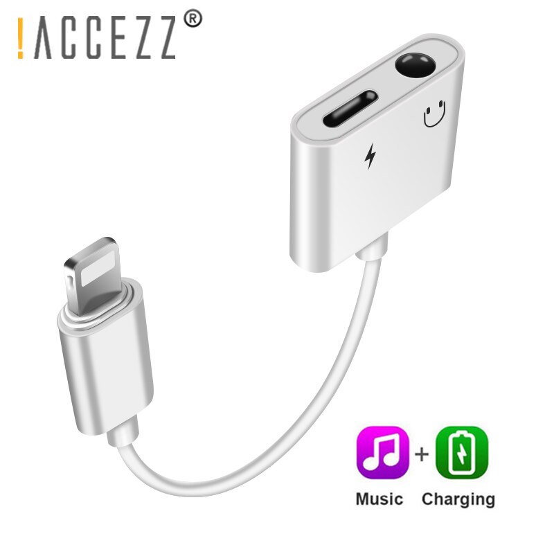 ! Accezz 2 In 1 Adapter Voor Iphone X 7 8 Plus Xs Max Splitter 3.5Mm Jack Koptelefoon Aux Kabel luisteren Opladen Connector Adapters