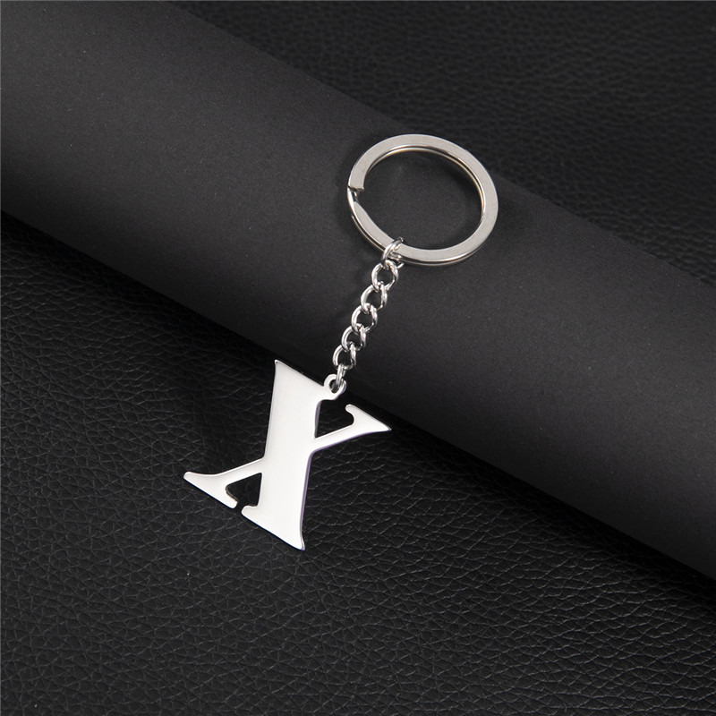 Punk diy az bokstäver nyckelring kvinnor metall initial hänge nyckelring ring för män trend 26 alfabet nyckelring väska tillbehör: Mörk khaki