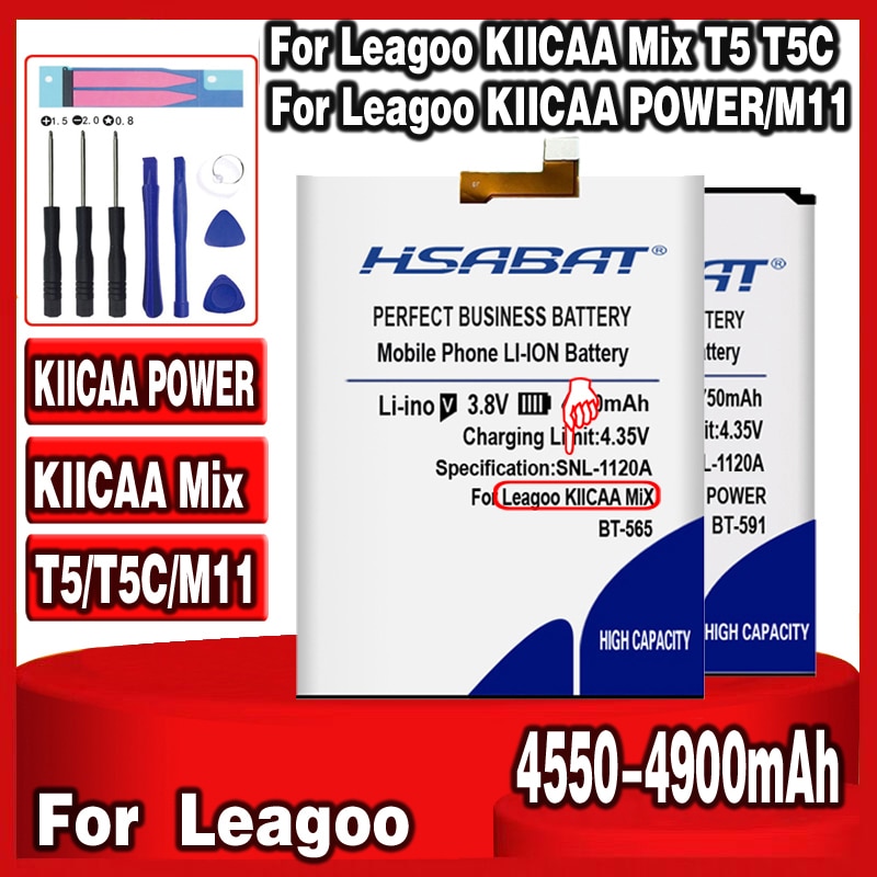 Hsabat BT-565 Batterij Voor Leagoo Kiicaa Mix T5 T5C 4750 Mah BT-591 Voor Leagoo Kiicaa Power 4800 Mah BT-6202 Voor leagoo M11