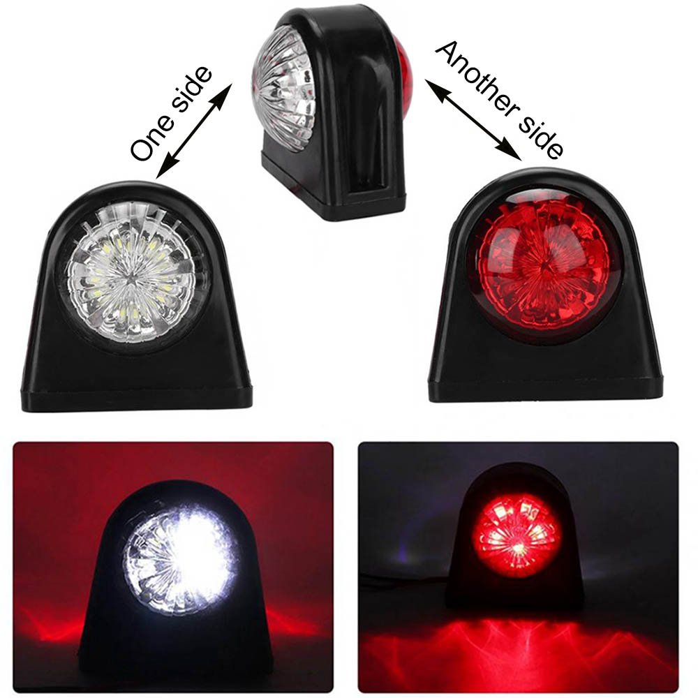 Luz LED de posición lateral de 10-30V para coche, luces indicadoras de doble cara de plástico y goma, color rojo y blanco, para camión y remolque