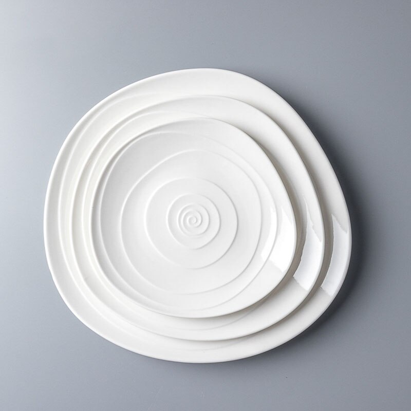Modern Ceramic Plate Irregular Thread Decorative Western Restaurant Dessert Plates Home Breakfast Desktop Bread Pan: One set