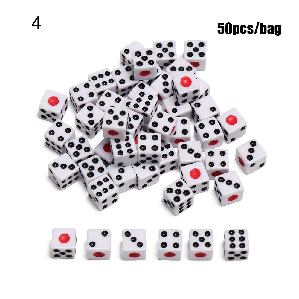 50Pcs Kleurrijke 6 Zijdig Draagbare Tafel Games Dobbelstenen 5Mm Acryl Ronde Hoek Board Game Dice Party Gokken Spel cubes Digitale Dobbelstenen: C(8mm)