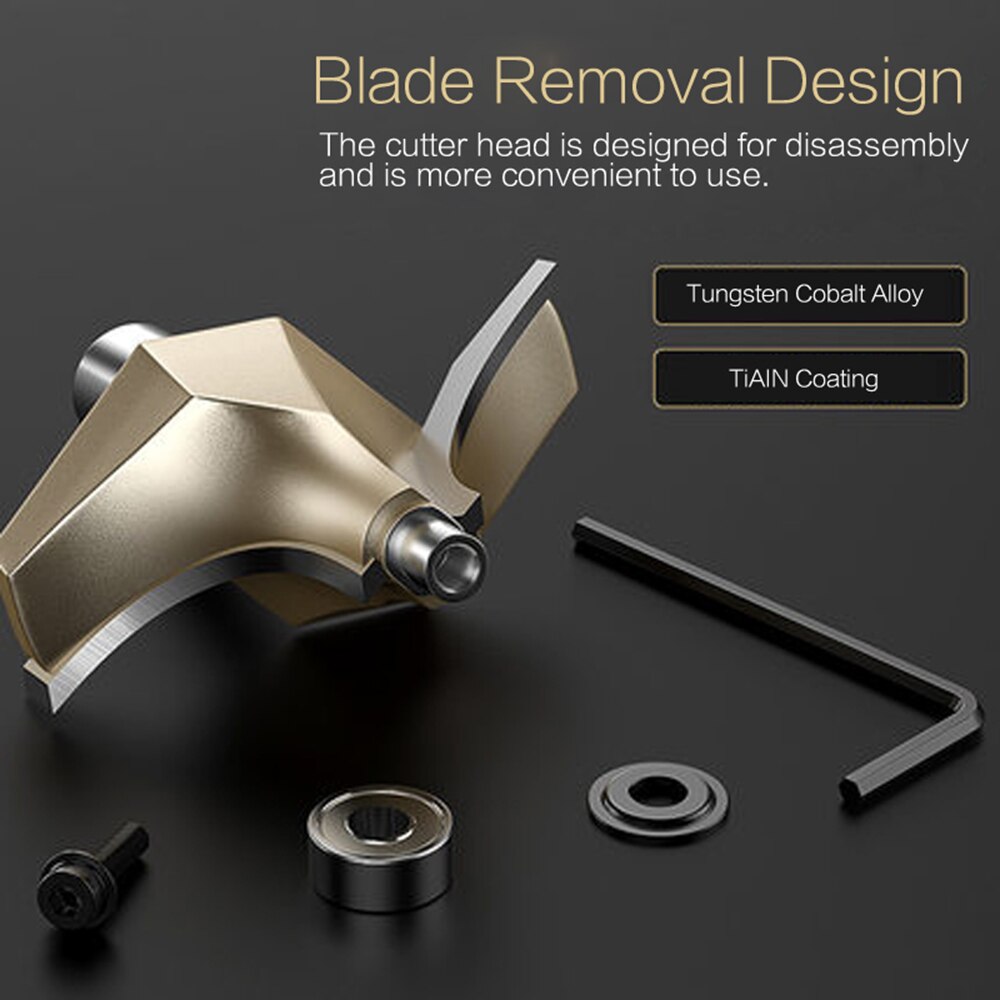 Tideway 1/4" 6.35mm Corner Over Round Bit for Wood Woodworking Tool 2 flute Endmill with Bearing Milling Cutter