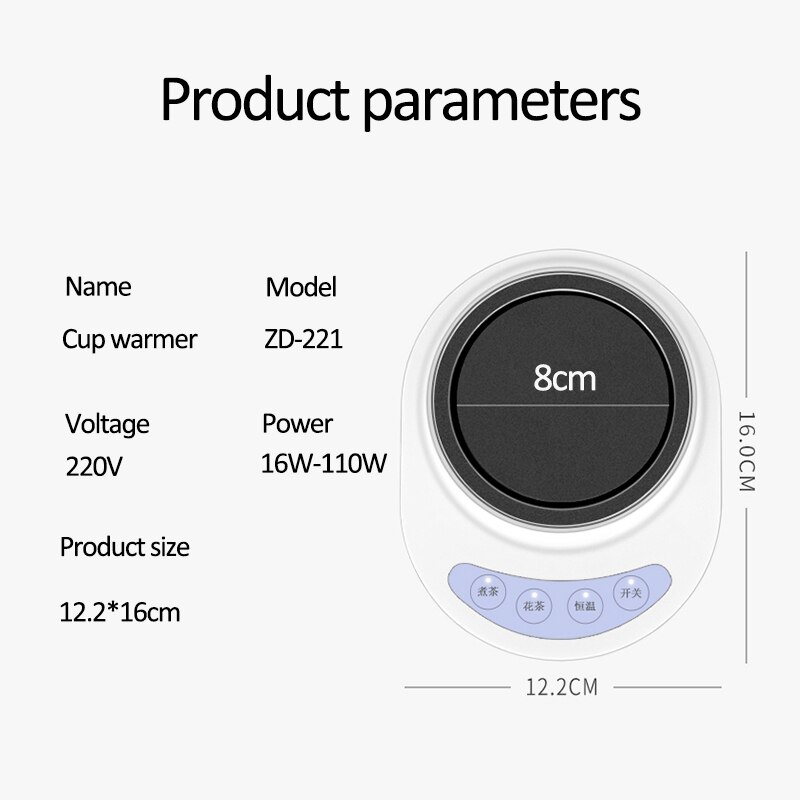Calentador de taza de 220V, calentador de taza de 100 °C, máquina de té , posavasos de calefacción, calentador de escritorio de 3 engranajes para café, té de la leche, almohadilla calentadora automática
