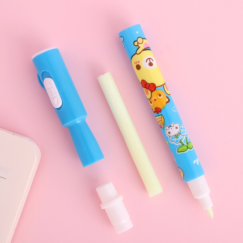 Invisible Highlighter Pen with LED Electronic Light Round Fiber Tip Marker Pen for Kids Students Stationery Supply