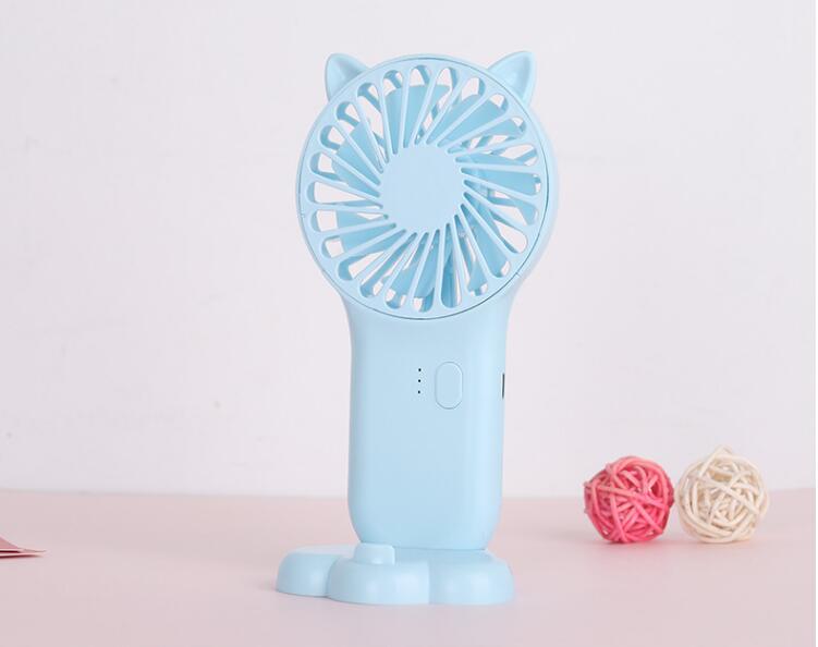 Fabriek Directe Clip Custom Hand-Held Draagbare Cartoon Base Fan Mini Stijl Usb Hand Elektrische Ventilator: Cute pet-blue