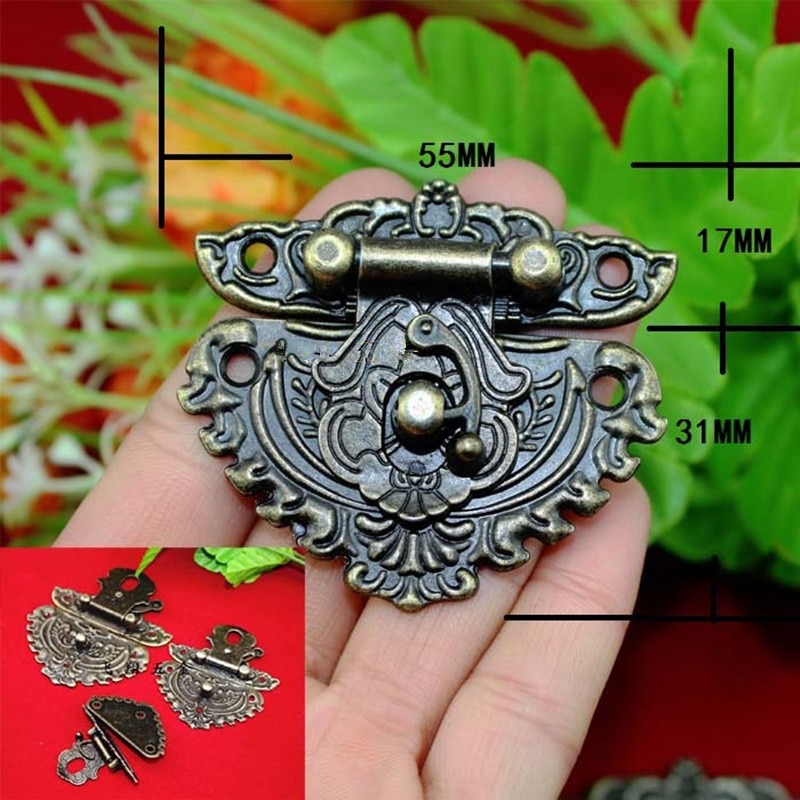 Antieke Vergrendelingen Vangsten Hasps Effen Sluiting Buckles Agraffe Kleine Lock Voor Houten Doos Hardware, Vintage Hart Sloten