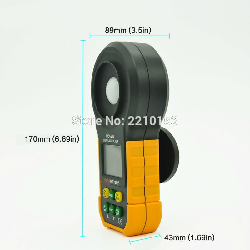 PEAKMETER 200, 000Lux Digital light meter helderheid tester photometer Met analoge en digitale display