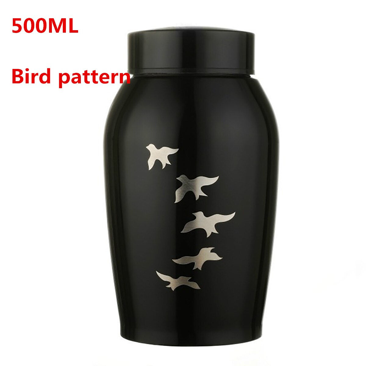 Urnes en acier inoxydable or/noir pour animaux de compagnie, chien, chat, oiseaux, souris, cendres de crémation, cercueil souvenir: 500ML Bird1