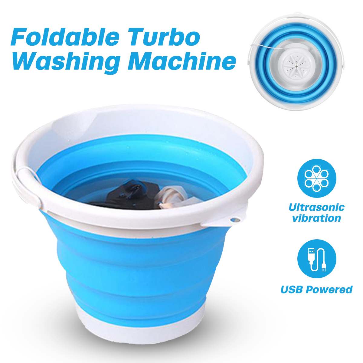 Turbo Washing Machine USB 6V Electric Roller Mini Ultrasonic Portable Personal Rotating Washing Tool for Outdoor Business Travel