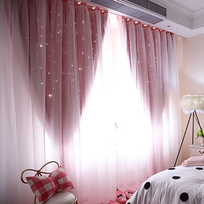 Two-layer curtains double-layer blackout curtains home living room window bedroom balcony floor-to-ceiling window decoration