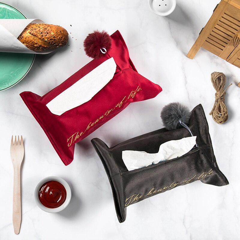 Tassel tissue box deksel thuis auto hotel tissue houder thuis keuken organizer trekkoord tas