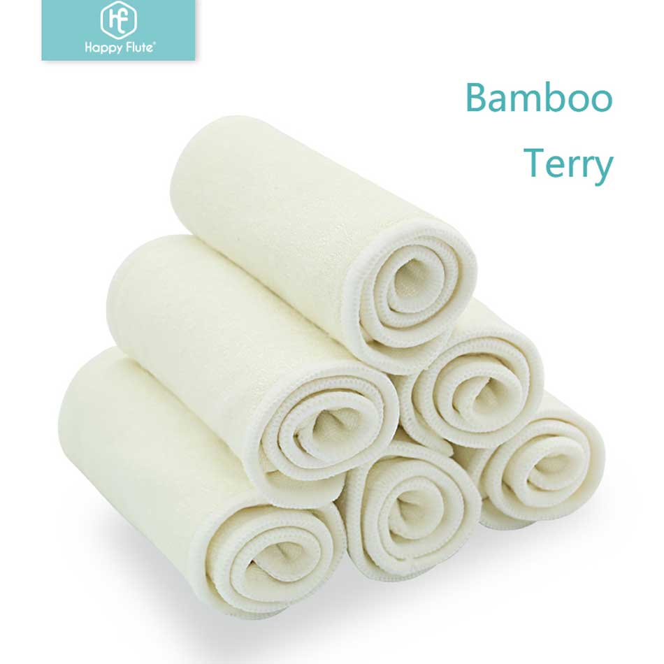 Happy Flute 5/10 pcs 4 layers bamboo Liner Insert For Baby Cloth Diaper Nappy Natural Bamboo Washable: Default Title