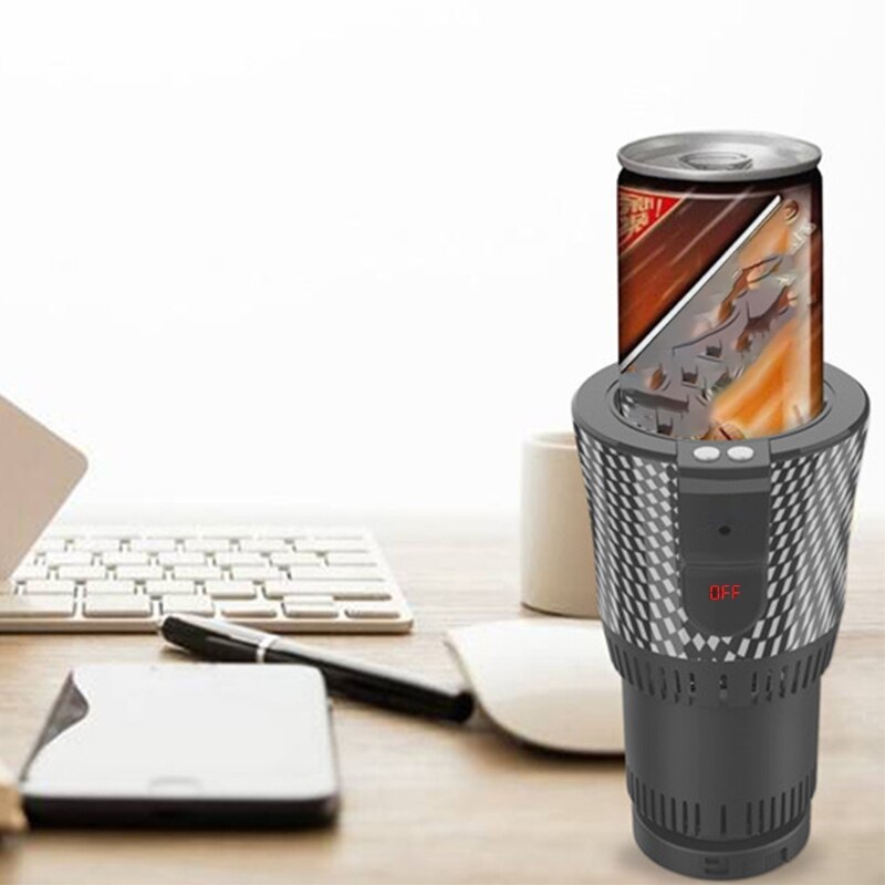 Smart Digital Display Car Cooling Cup Home Office Desktop Warmer Cooler Mug Holder Tumbler Cooling Beverage Drinks Can