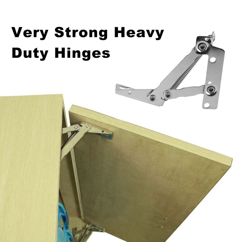 2Pcs 80 Degree Left Right Sprung Hinges Cabinet Door Stay Flap Top Support Cupboard Stainless Steel Heavy Duty Gate Hinge