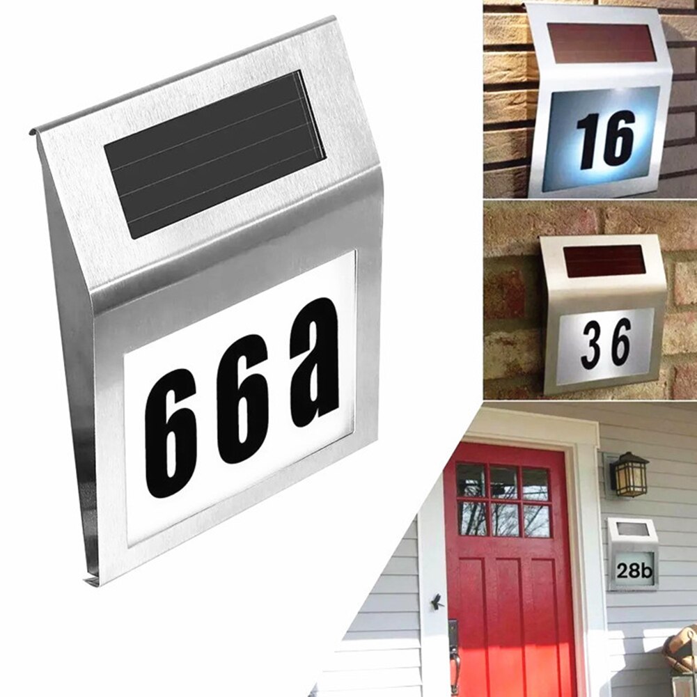 Waterproof Outdoor LED Solar Wall Light House Number Light Address Sign Illuminate for Home Garden Door Plate Wall Lamp