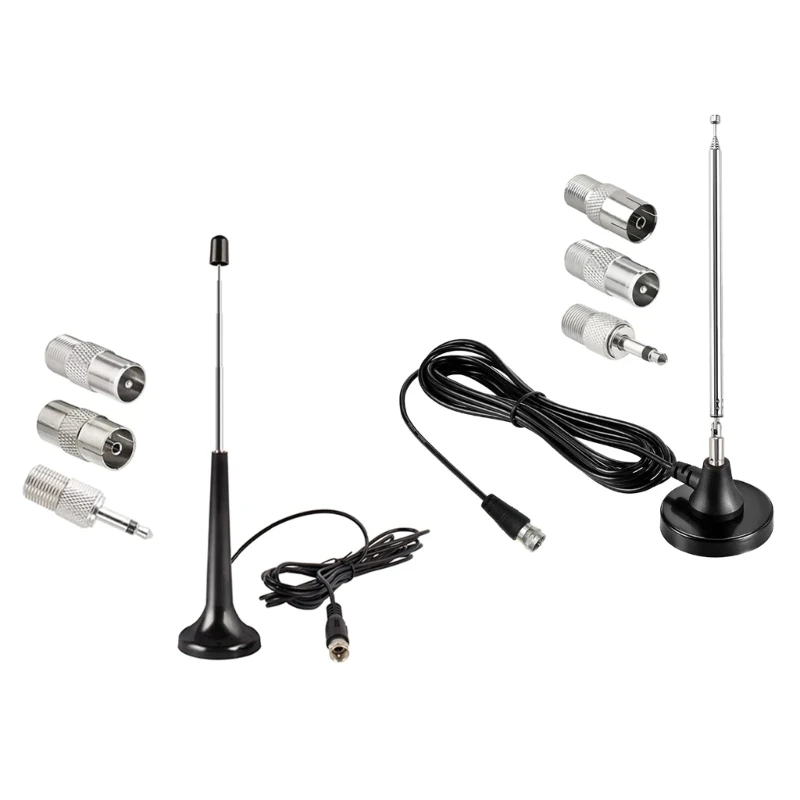 Antenas DAB FM alto ganho 75ohm Antenas telescópicas FM com 3 adaptadores Antenas rádio FM internas para receptor estéreo