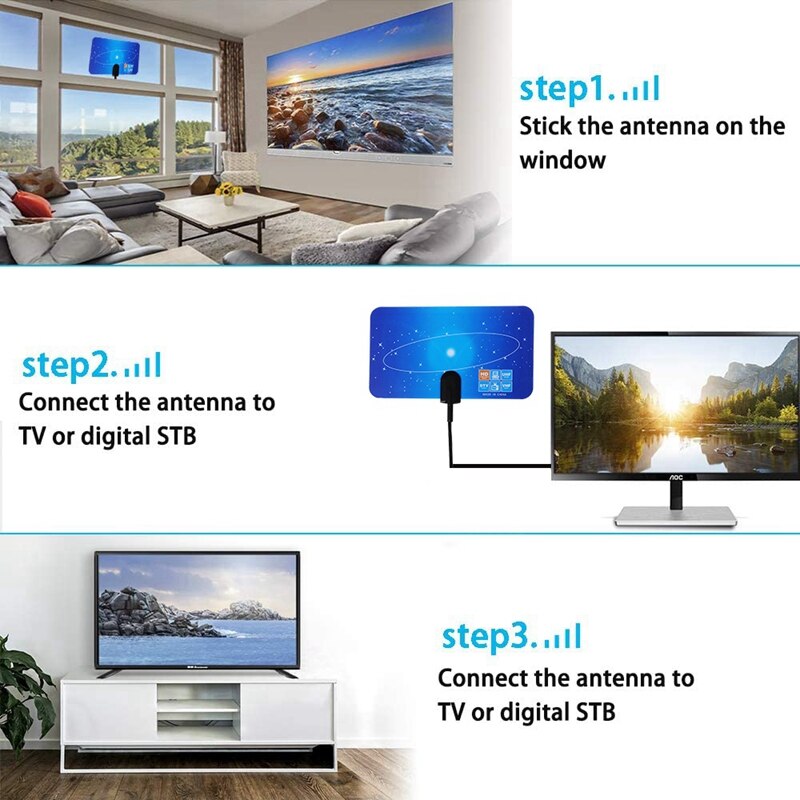 HDTV Antenne, Digital TV Antenne lang Palette mit Verstärker Signal Booster HDTV DTV HD VHF UHF Wohnung hoch gewinnen UNS Stecker