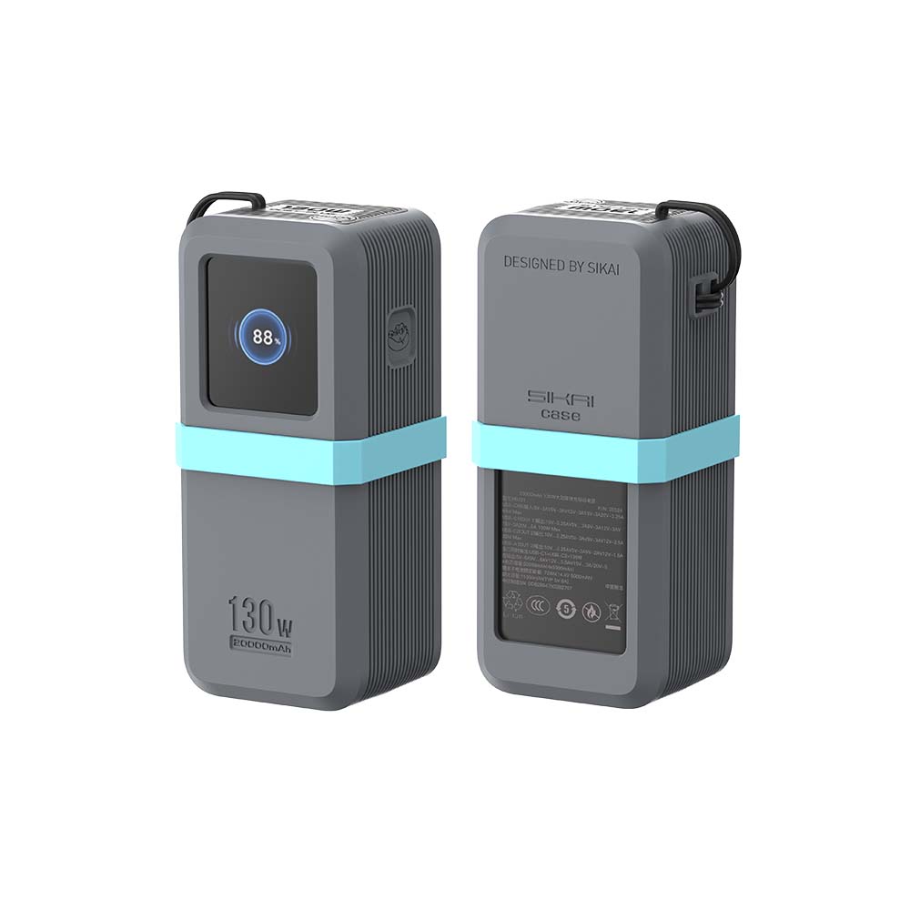 For Ugreen 130W/100W 20000mAh Power Bank Portable Travel-Friendly With Data Cable Storage & Anti Silicone Case: RED