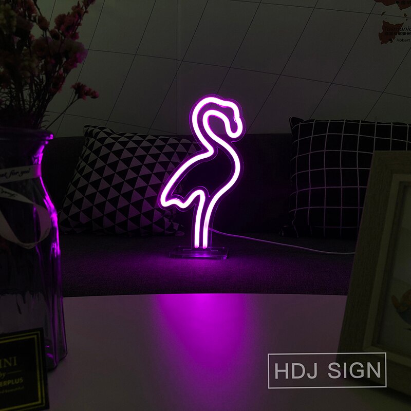 Lampe Led USB en forme de flamant rose au néon, luminaire décoratif d&#39;intérieur, idéal pour la chambre d&#39;une fille, un Bar, un café, un bureau ou une fête