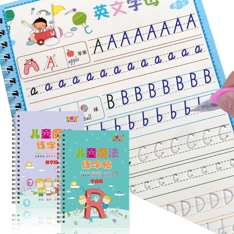2 Boeken Leren Nummers In Engels Magic Praktijk Schrift Baby Schrift Voor Kalligrafie Schrijven Kids Engels Belettering Speelgoed