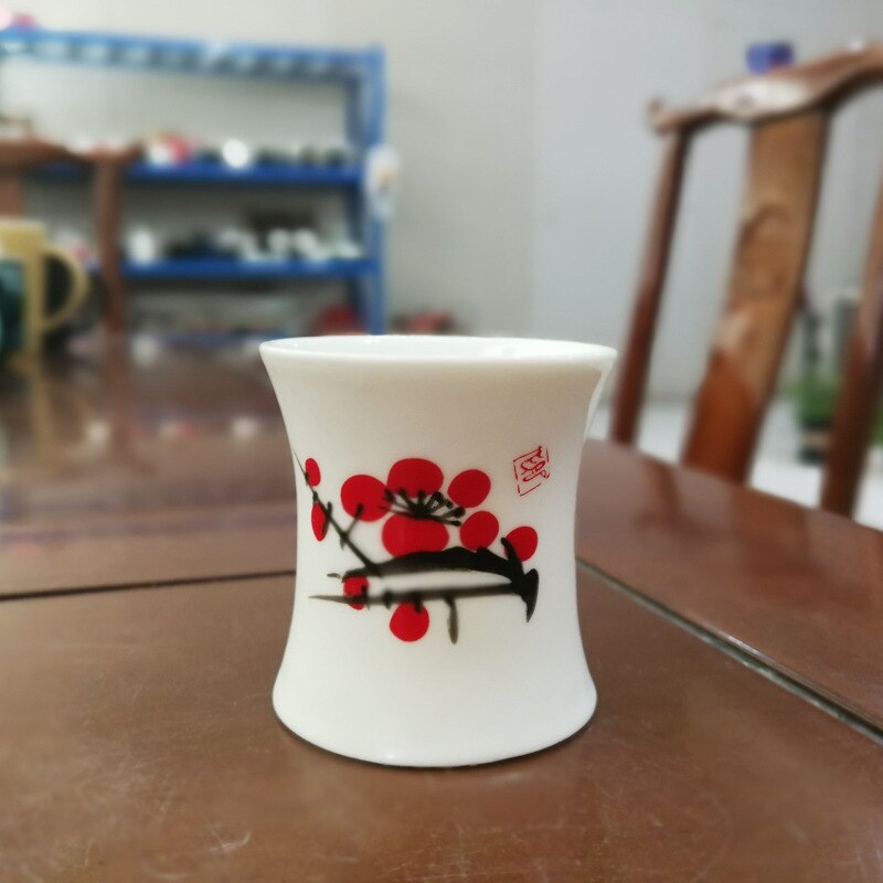2 st/set smal midja keramiskt snapsglas plommon qing lotus 40ml skaftlösa sakekoppar hemmabar restaurang risvinset plantkoppset: Plommon