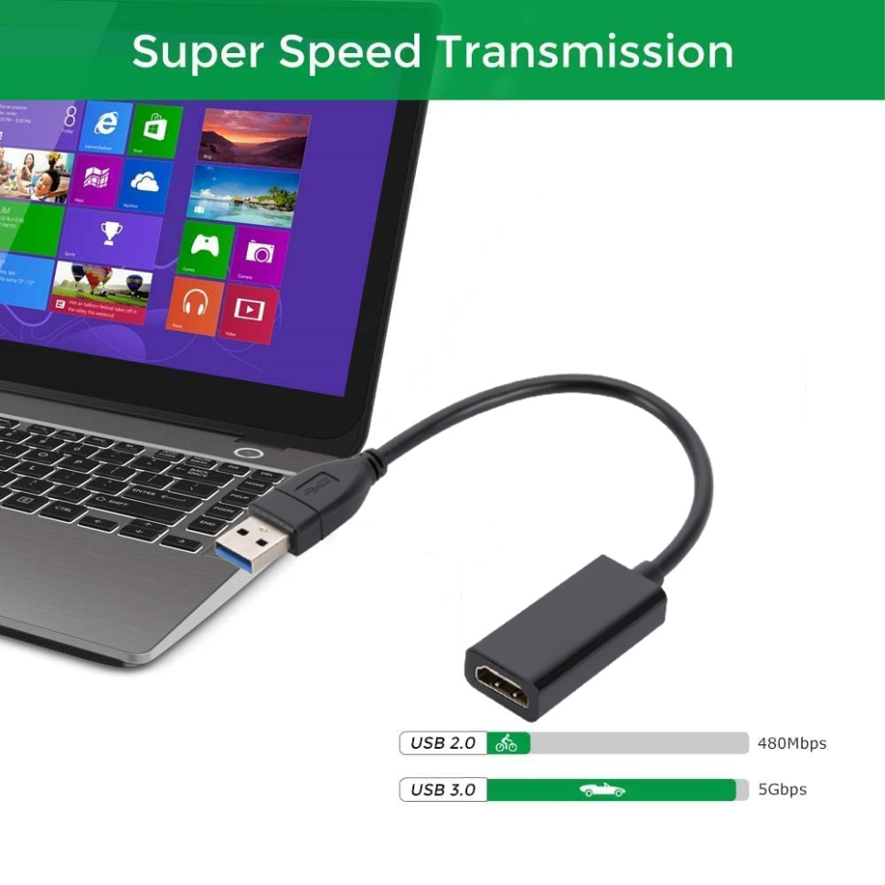 USB 3.0 zu HDMI-kompatibler Konverter 1080P USB-Stecker auf HDMI-Buchse Externes Grafikkarte-Adapterkabel für PC Laptop HDTV