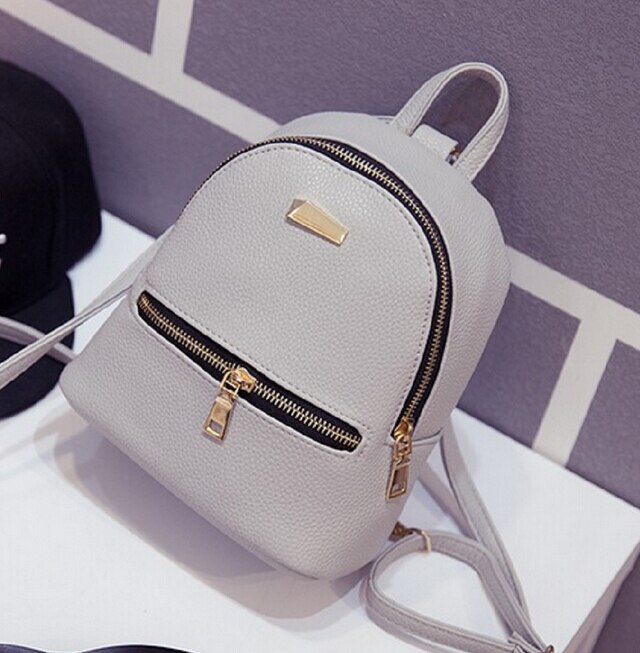 femmes sacs à dos en cuir Mini sac de voyage pochette étui sac à dos sacs à main sac d'école organisateur de voyage conteneur: Gris