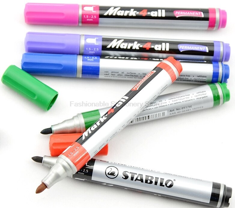 3 Pcs/Lot Stabilo 651Alcohol Ink Permanent Smooth Oil Single Head Mark Pen Whiteboard Pen