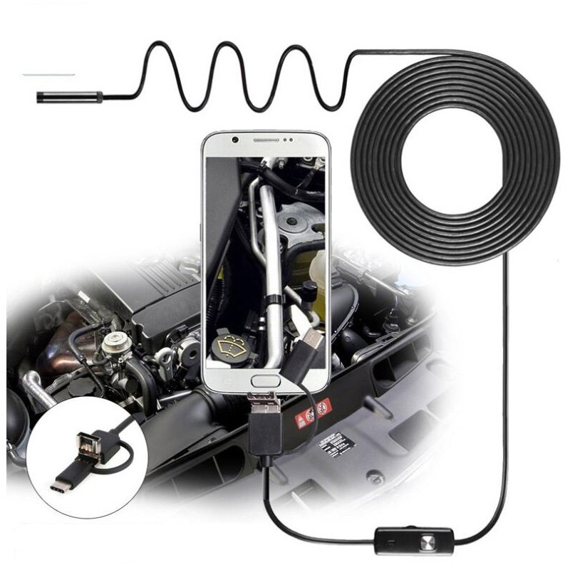 3-in-1 Endoscope Camera 8mm 720P USB Mini Camera IP67 Waterproof 8 LED Endoscopy Camera For Windows Macbook PC Android