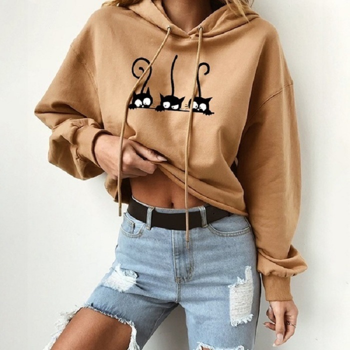 Vertvie Female Hoodies Pullover Sweatshirt Autumn Winter Long Sleeve Women's Sweatshirts Training Exercise Tracksuit Tops: S / Style 1-04