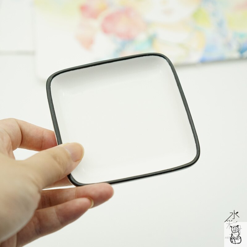 Keramische Aquarel Palet Shell-Vormige Vierkante Drie-Grid Palet Kunst Levert Professionele Schilderen Keramische Levert: Small square plate