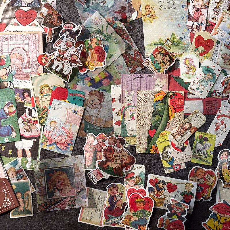100 stk retro blandet materiale pakke gjør-det-selv scrapbooking søppeldagbok primer collage mobil dagbok album glad plan dekorasjon