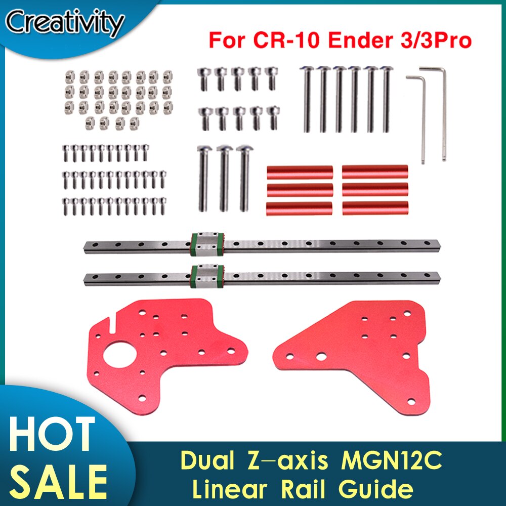 Kit de guidage de Rail linéaire à double axe Z MGN12C avec support de montage de plaque fixe pour Ender-3/3S /Ender 3 Pro/Ender-3 V2/CR10/CR10S/S4/S5