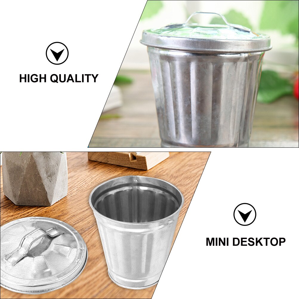 1pc Desktop Mini Garbage Recycling Container Waste Storage Bin Storage Pot