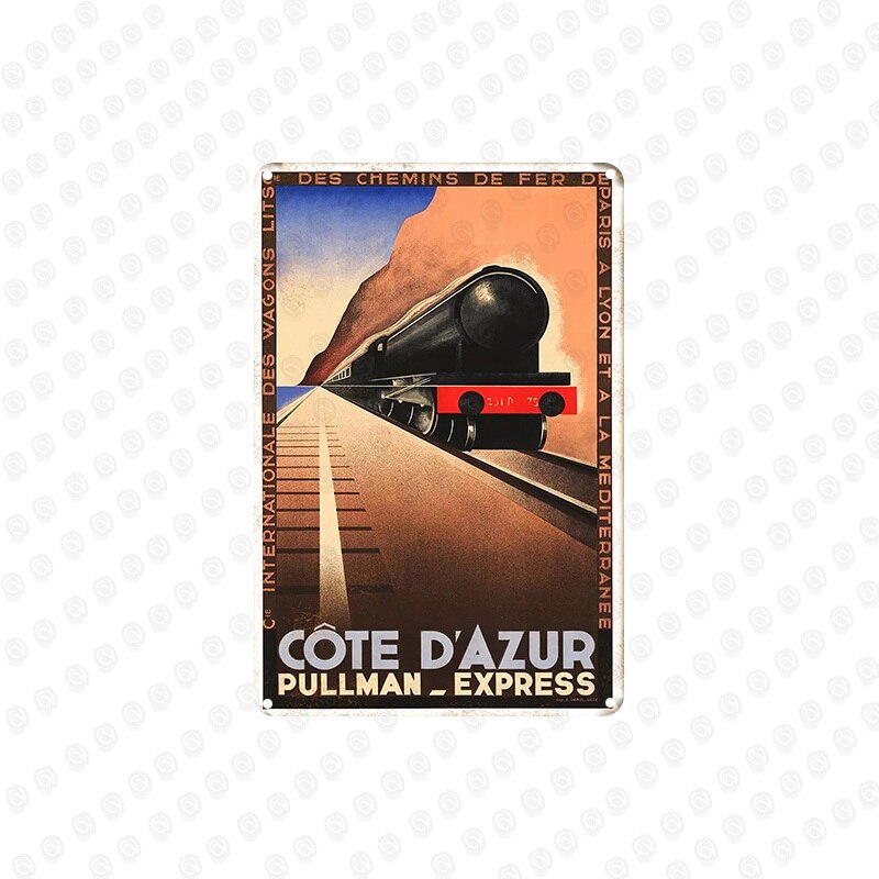 Train Railway Metal Tin Sign Wall Sticker Home Tavern Cafe Barber Shop Kitchen Decor Retro Plaques