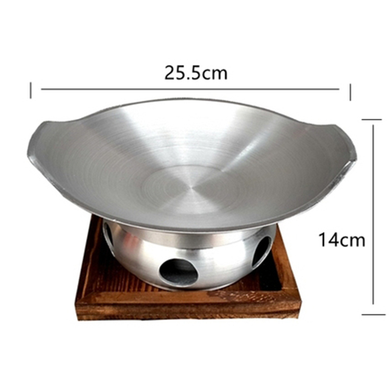 Small heating pot Alcohol stove suit pot Cooking pot Self service pot 9-inch thickened aluminum alloy Uncoated dry pot: 6