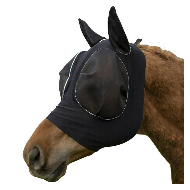 Safe Horse Fly Mask Waterproof Full Face Mesh Protective Detachable Horse Wear Equestrian Safety Ear