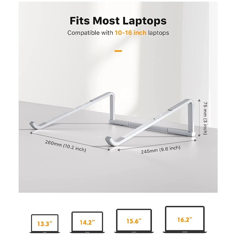 Foldable Laptop Stand for Desk,Portable Computer Stand, Ergonomic Aluminum Stand, Laptop Riser Holder Compatible