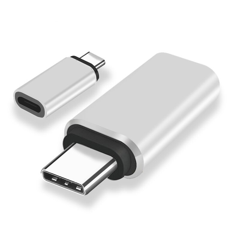 2Pcs 1Pcs Usb Type C Bliksem Adapter Voor Samsung Galaxy S10 S20 Plus Iphone 11 Pro Max X 7 8 Usbc Naar Ios Jack Converter: 1pcs silver