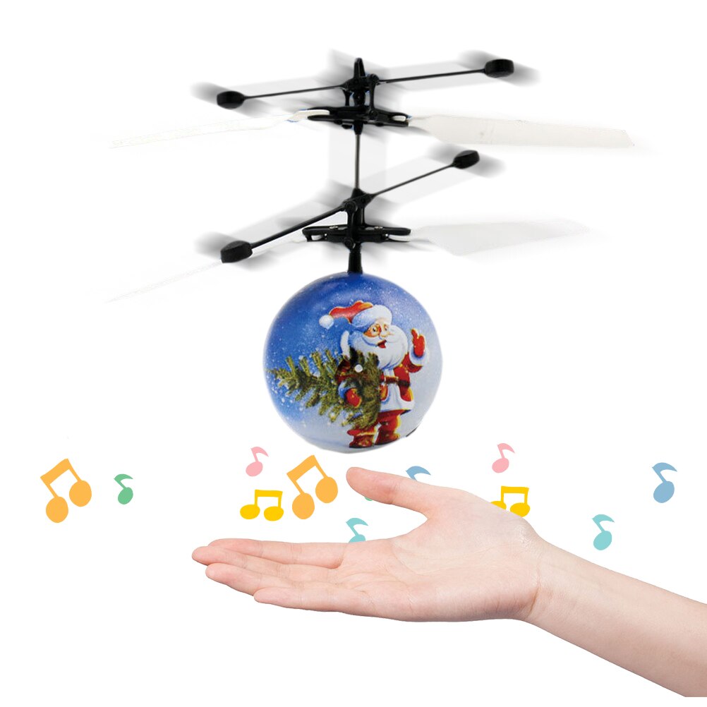 1 Santa Claus Induction Floating Music Aircraft Toy Music Induction Helicopter Ball Hanging Hand Flying Toy Children