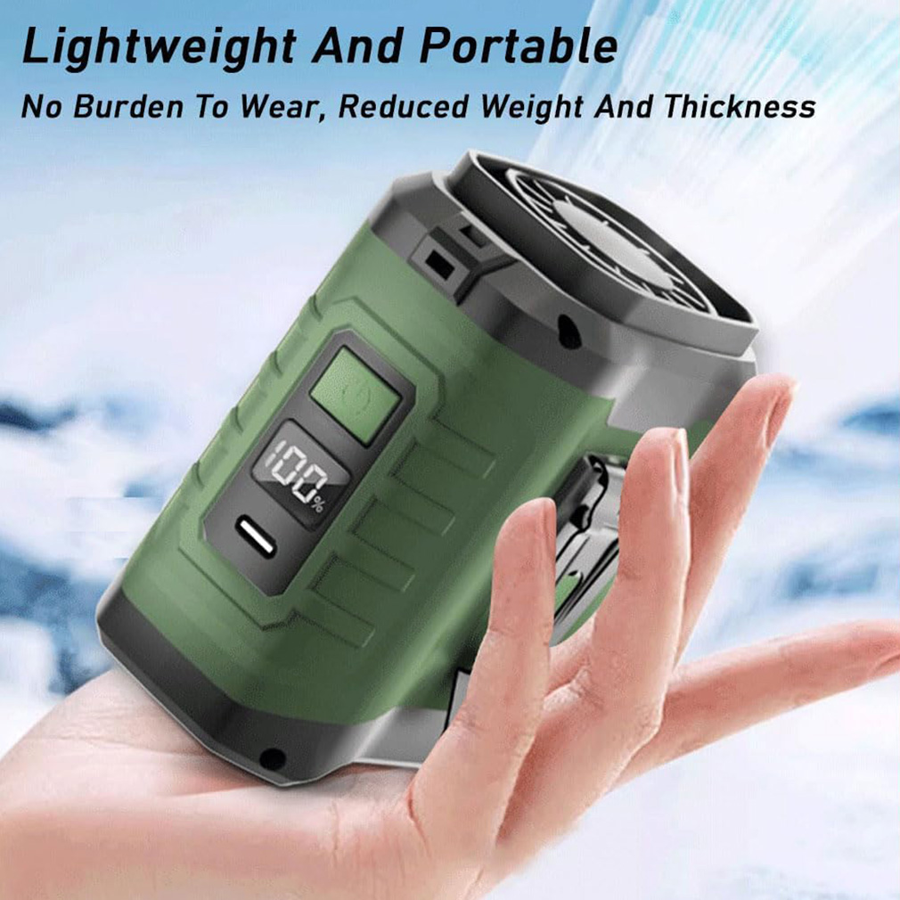 Portable Waist Fan with 10000mAh Power Bank LED Lighting Hanging Neck Fan 5 Speed USB Fan Clip Cooling Fan for Outdoor Working